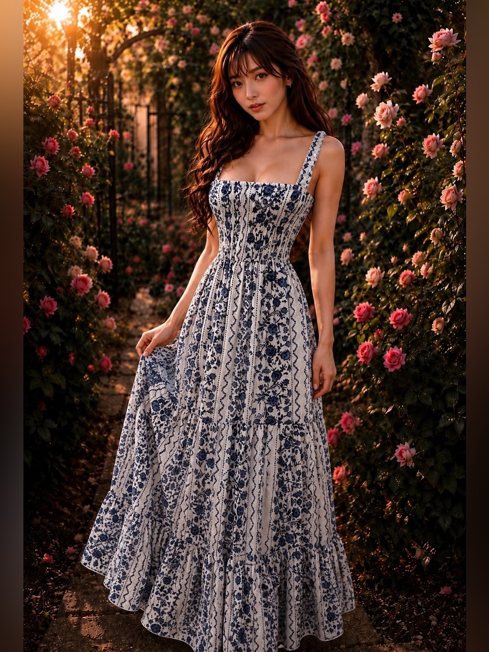 NWT Farmers Market Stroll blooming cottagecore floral smocked maxi dress